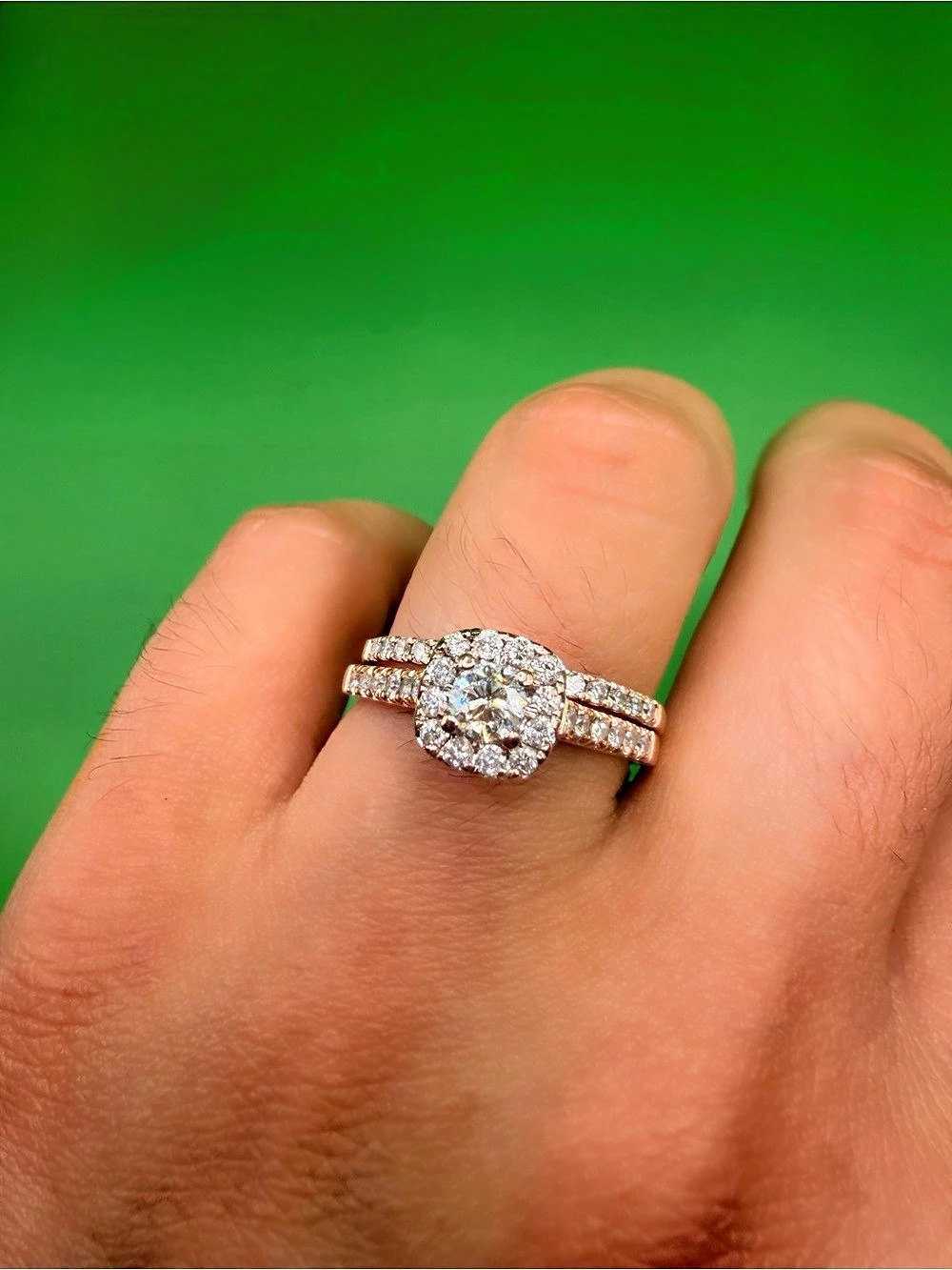 10k Rose Gold .83 Ctw Diamond Wedding Set Size 9.